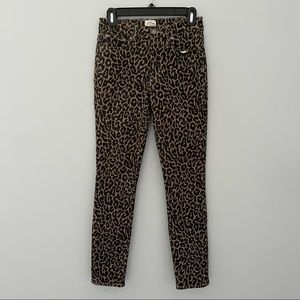 J. Crew 10” High Rise Toothpick Denim Jeans Womens 25 Leopard Animal Print